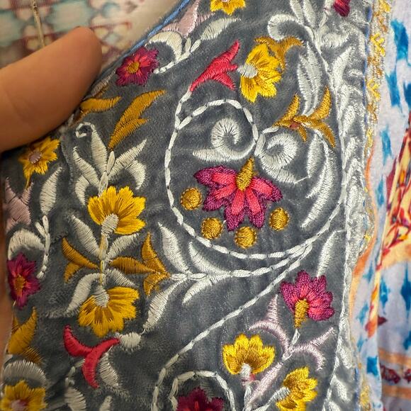 SOFT SURROUNDINGS Womens XL Boho Colorful Embroidered Tunic Top 3/4 Sleeve Artsy - Picture 9 of 16